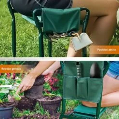 Tabouret De Jardinage Pliable Avec Rangement - Vert - Linxor -Promos Garde Plante Boutique 50935144 5