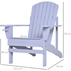 OUTSUNNY Fauteuil De Jardin Adirondack Grand Confort Porte-gobelet Intégré Bois De Sapin Traité Peint Gris -Promos Garde Plante Boutique 51254821 3