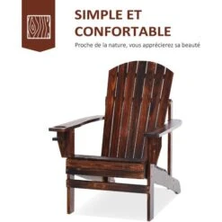 OUTSUNNY Fauteuil De Jardin Adirondack Grand Confort Porte-gobelet Intégré Bois De Sapin Traité Peint Marron -Promos Garde Plante Boutique 51254822 4