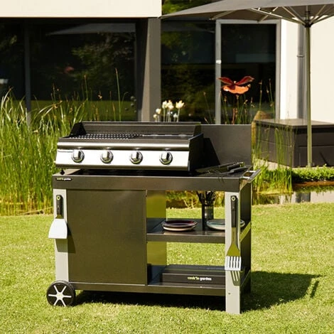 Desserte De Jardin - En Acier Pour Plancha / Barbecue - Avec Crédence, Étagère, Gris - Cook'In Garden 4 Desserte De Jardin - En Acier Pour Plancha / Barbecue - Avec Crédence, Étagère, Gris - Cook'In Garden – Image 2