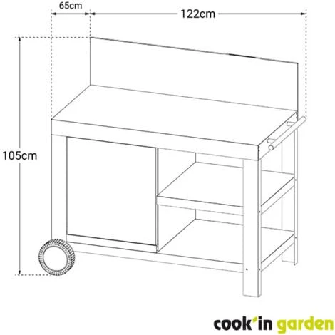 Desserte De Jardin - En Acier Pour Plancha / Barbecue - Avec Crédence, Étagère, Gris - Cook'In Garden 7 Desserte De Jardin - En Acier Pour Plancha / Barbecue - Avec Crédence, Étagère, Gris - Cook'In Garden – Image 5