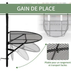 OUTSUNNY Table Suspendue Pour Balcon Pliable Dim. Plateau 60L X 40l Cm Hauteur Réglable 57-72H Cm Métal époxy Noir -Promos Garde Plante Boutique 53829930 5