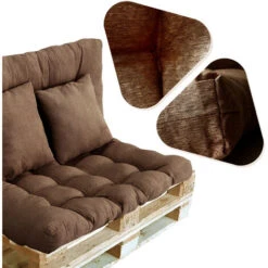 Coussins Pour Canapé Palette -Lot De 4 Coussins Pour Canapé Palette Intérieur/extérieur - Assise 120 X 80 X 10 Cm + Dossier 120 X 50 X 10 Cm + 2 Coussins Carrés - Coussin De Confort Pour Canapé Palett -Promos Garde Plante Boutique 53931950 3
