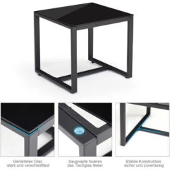Salon De Jardin 2 Places 3 Pièces - 2 Chaises Et 1 Table Basse Plateau Verre Trempé Pour Jardin, Terrasse, Noir - IntimaTe WM Heart -Promos Garde Plante Boutique 53940420 4