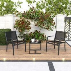 Salon De Jardin 2 Places 3 Pièces - 2 Chaises Et 1 Table Basse Plateau Verre Trempé Pour Jardin, Terrasse, Noir - IntimaTe WM Heart -Promos Garde Plante Boutique 53940420 5