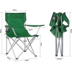 Lot De 2 Fauteuil Chaise De Camping Pliable Avec Porte-Gobelet ,Portable Pour Plage,Pêche, BBQ, Vert -IWMH -Promos Garde Plante Boutique 53940448 2