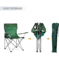 Lot De 2 Fauteuil Chaise De Camping Pliable Avec Porte-Gobelet ,Portable Pour Plage,Pêche, BBQ, Vert -IWMH -Promos Garde Plante Boutique 53940448 3