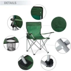 Lot De 2 Fauteuil Chaise De Camping Pliable Avec Porte-Gobelet ,Portable Pour Plage,Pêche, BBQ, Vert -IWMH -Promos Garde Plante Boutique 53940448 4