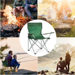 Lot De 2 Fauteuil Chaise De Camping Pliable Avec Porte-Gobelet ,Portable Pour Plage,Pêche, BBQ, Vert -IWMH -Promos Garde Plante Boutique 53940448 5