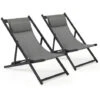 Chaise Longue Transat Pliable Chaise De Jardin Inclinable,pour Plage, Camping, Gris Foncé - Intimate WM Heart