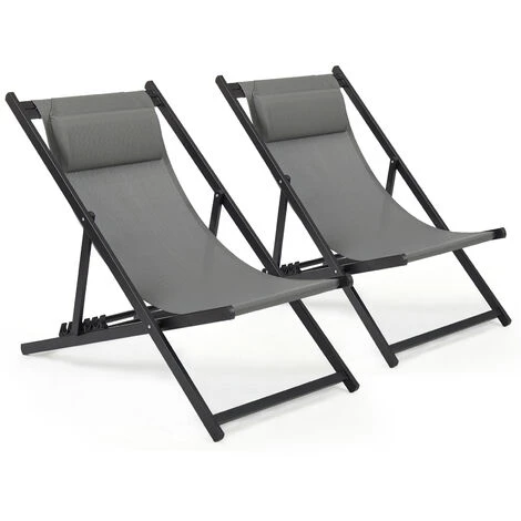 Chaise Longue Transat Pliable Chaise De Jardin Inclinable,pour Plage, Camping, Gris Foncé - Intimate WM Heart 3 Chaise Longue Transat Pliable Chaise De Jardin Inclinable,pour Plage, Camping, Gris Foncé - Intimate WM Heart