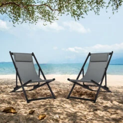 Chaise Longue Transat Pliable Chaise De Jardin Inclinable,pour Plage, Camping, Gris Foncé - Intimate WM Heart 11 Chaise Longue Transat Pliable Chaise De Jardin Inclinable,pour Plage, Camping, Gris Foncé - Intimate WM Heart -Promos Garde Plante Boutique 53940450 5