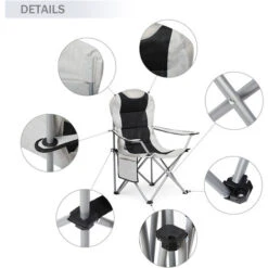 Fauteuil Chaise De Camping Pliable ,Portable Pour Plage,Pêche,gris,lot De 2 - IWMH -Promos Garde Plante Boutique 53940475 3