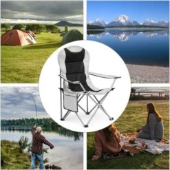 Fauteuil Chaise De Camping Pliable ,Portable Pour Plage,Pêche,gris,lot De 2 - IWMH -Promos Garde Plante Boutique 53940475 4