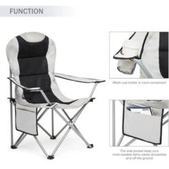 Fauteuil Chaise De Camping Pliable ,Portable Pour Plage,Pêche,gris,lot De 2 - IWMH -Promos Garde Plante Boutique 53940475 5