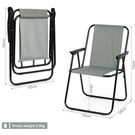 Fauteuil Chaise De Camping Pliable, Chaise De Plage Confortable, Lot De 2, Gris - IntimaTe WM Heart 4 Fauteuil Chaise De Camping Pliable, Chaise De Plage Confortable, Lot De 2, Gris - IntimaTe WM Heart – Image 2
