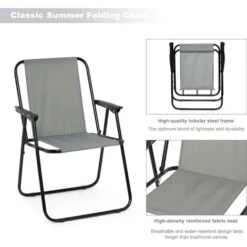 Fauteuil Chaise De Camping Pliable, Chaise De Plage Confortable, Lot De 2, Gris - IntimaTe WM Heart 9 Fauteuil Chaise De Camping Pliable, Chaise De Plage Confortable, Lot De 2, Gris - IntimaTe WM Heart -Promos Garde Plante Boutique 53940488 3