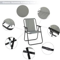Fauteuil Chaise De Camping Pliable, Chaise De Plage Confortable, Lot De 2, Gris - IntimaTe WM Heart 10 Fauteuil Chaise De Camping Pliable, Chaise De Plage Confortable, Lot De 2, Gris - IntimaTe WM Heart -Promos Garde Plante Boutique 53940488 4