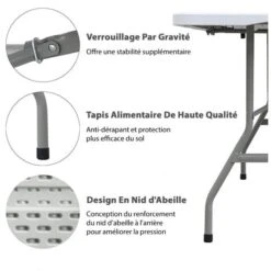 Table De Camping- Pique Nique - Pliable - Système De Transport Pratique - 180x70x74 Cm - Blanc - MaxxGarden. -Promos Garde Plante Boutique 54009944 5