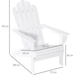 OUTSUNNY Fauteuil Adirondack Pliable De Jardin Grand Confort Dossier Incliné Assise Profonde Bois De Sapin Traité Peint Blanc -Promos Garde Plante Boutique 54127931 3