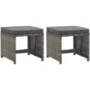 Hommoo Tabourets De Jardin 2 Pcs Et Coussins Resine Tressee Anthracite -Promos Garde Plante Boutique 54152143 1