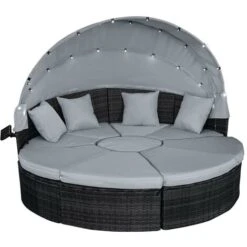 Canapé De Jardin Rond En Noir 8 Places 210cm LED+housse En Rotin Tressé, Auvent Pliable Modulable Table Réglable En Hauteur – Salon De Jardin Rond Noir/gris Clair De BRAST 11 Canapé De Jardin Rond En Noir 8 Places 210cm LED+housse En Rotin Tressé, Auvent Pliable Modulable Table Réglable En Hauteur – Salon De Jardin Rond Noir/gris Clair De BRAST -Promos Garde Plante Boutique 54235617 5