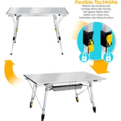 KESSER® Table De Camping Pliante Table De Camping Pliable Avec Cadre En Aluminium Plateau De Table Enroulable Table Pliante Avec Réglage De La Hauteur Et Sac De Transport Avec Sangle 90 X 53 Cm, Ju -Promos Garde Plante Boutique 54666817 3