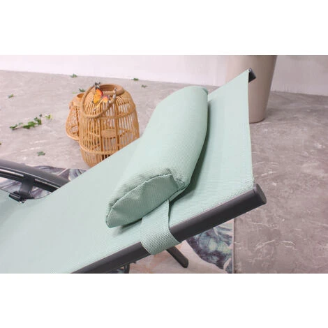 Lot De 2 Transats En Aluminium Et Textilène Vert Pastel BAHIA 4 Lot De 2 Transats En Aluminium Et Textilène Vert Pastel BAHIA – Image 3