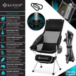 KESSER® Chaise De Camping Pliable Rabattable Avec Grand Dossier Chaise De Pêche Transportable Chaise De Camping Chaise Pliante Jusqu’à 120 Kg Chaise De Plage Chaise De Pêche Tabouret Pliant Avec -Promos Garde Plante Boutique 55627793 2