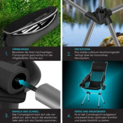 KESSER® Chaise De Camping Pliable Rabattable Avec Grand Dossier Chaise De Pêche Transportable Chaise De Camping Chaise Pliante Jusqu’à 120 Kg Chaise De Plage Chaise De Pêche Tabouret Pliant Avec -Promos Garde Plante Boutique 55627793 4