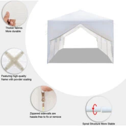 Tente étanche 3 X 9 M Huits Parois Deux Portes Avec Tubes En Spirale , Blanc -Promos Garde Plante Boutique 55648867 4