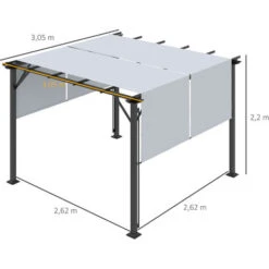 OUTSUNNY Pergola Rétractable 3,05L X 3,05l X 2,2H M Structure Métal époxy Anticorrosion Noir Double Toile Polyester Haute Densité Gris 9 OUTSUNNY Pergola Rétractable 3,05L X 3,05l X 2,2H M Structure Métal époxy Anticorrosion Noir Double Toile Polyester Haute Densité Gris -Promos Garde Plante Boutique 55776876 3