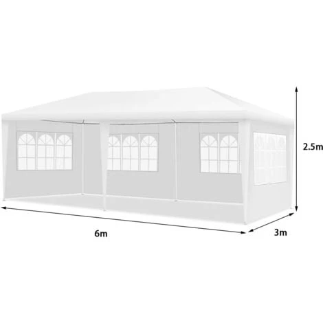 GOPLUS 3x6M Tonnelle Tente De Réception 4 Bâches Avec Fenêtres-Pergola Avec Piquets Et Cordes-Tissu Étanche/Résistant Au Soleil 4 GOPLUS 3x6M Tonnelle Tente De Réception 4 Bâches Avec Fenêtres-Pergola Avec Piquets Et Cordes-Tissu Étanche/Résistant Au Soleil – Image 2