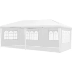 GOPLUS 3x6M Tonnelle Tente De Réception 4 Bâches Avec Fenêtres-Pergola Avec Piquets Et Cordes-Tissu Étanche/Résistant Au Soleil 11 GOPLUS 3x6M Tonnelle Tente De Réception 4 Bâches Avec Fenêtres-Pergola Avec Piquets Et Cordes-Tissu Étanche/Résistant Au Soleil -Promos Garde Plante Boutique 55943508 5