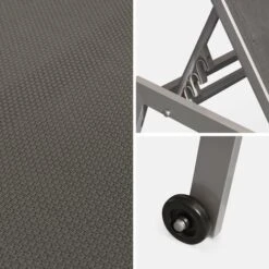 Lot De 2 Bains De Soleil ELSA En Aluminium Et Textilène . Transats Multi Positions Avec Roulettes Anthracite / Gris Foncé -Promos Garde Plante Boutique 5602507 3