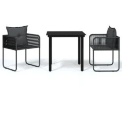 Ensemble De Salle Ă Manger De Jardin 3 Pcs Noir VidaXL