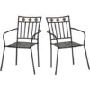 OUTSUNNY Lot De 2 Chaises De Jardin Métal époxy Style Fer Forgé Avec Mosaïque - Accoudoirs - Noir -Promos Garde Plante Boutique 56387383 1