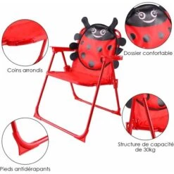DREAMADE Chaise Table Parasol Enfant, Ensemble De Jardin Pour Enfant Extérieur, Charge Maximale De Chaise 30 KG Avec Parasol Réglable, Matière Tissu Oxford, Idéal Pour Terrasse Balcon Jardin, Rouge -Promos Garde Plante Boutique 56476739 3
