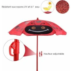 DREAMADE Chaise Table Parasol Enfant, Ensemble De Jardin Pour Enfant Extérieur, Charge Maximale De Chaise 30 KG Avec Parasol Réglable, Matière Tissu Oxford, Idéal Pour Terrasse Balcon Jardin, Rouge -Promos Garde Plante Boutique 56476739 4