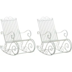 Lot De 2 Fauteuils à Bascule Smilla En Fer Forgé Blanc