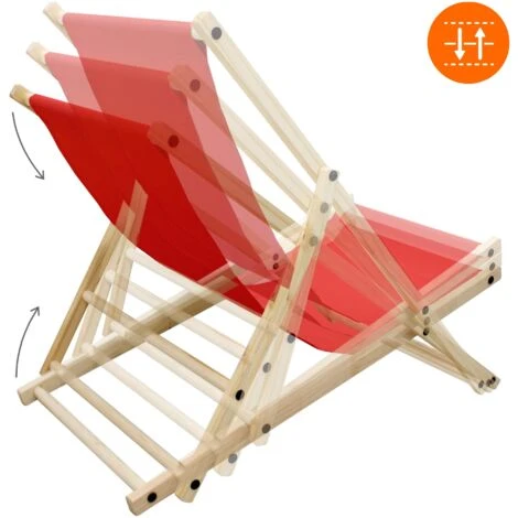 2x Chaise Longue Jardin Pliante Bois Bain De Soleil Plage Chilienne Rouge 120 Kg 6 2x Chaise Longue Jardin Pliante Bois Bain De Soleil Plage Chilienne Rouge 120 Kg – Image 4