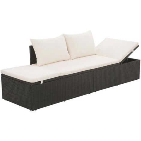 VIDAXL Polyrattan Garden Lit De Différentes Couleurs Canapé Extérieur Lit De Jardin Noir 195x60 Cm Résine Tressée Couleur : NOIR 5 VIDAXL Polyrattan Garden Lit De Différentes Couleurs Canapé Extérieur Lit De Jardin Noir 195x60 Cm Résine Tressée Couleur : NOIR – Image 3