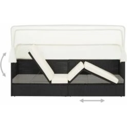 VIDAXL Garden De Canapé Extérieur Avec Canopée à Polyrattan Piscine Salon Canapé De Jardin Avec Auvent Noir Résine Tressée Couleur : Noir Blanc -Promos Garde Plante Boutique 57098544 5