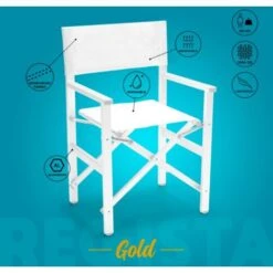 Chaise De Plage Pliante En Aluminium Textilène Blanc Regista Gold White -Promos Garde Plante Boutique 57105424 3