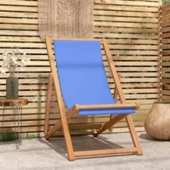 VIDAXL Chaise En Bois En Teck 56x105x96 Cm Pliant Diverses Couleurs Chaise De Terrasse Teck 56 X 105 X 96 Cm Bleu Couleur : Bleu