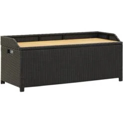 VIDAXL Banc De Jardin Avec Compartiment De Rangement à Polyrattan Diverses Couleurs Banc De Rangement De Jardin 120 Cm Résine Tressée Noir Couleur : NOIR