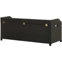 VIDAXL Banc De Jardin Avec Compartiment De Rangement à Polyrattan Diverses Couleurs Banc De Rangement De Jardin 120 Cm Résine Tressée Noir Couleur : NOIR -Promos Garde Plante Boutique 57225370 5