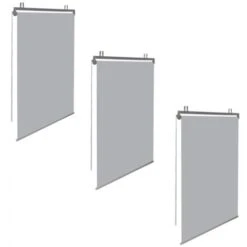 Lot De 3 Stores Enrouleurs L.125 X H. 225 CM Pour Pergola Gris Clair