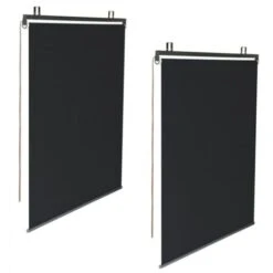 Lot De 2 Stores Enrouleurs L.124 X H. 225 CM Pour Pergola Noir