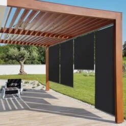 Lot De 2 Stores Enrouleurs L.124 X H. 225 CM Pour Pergola Noir -Promos Garde Plante Boutique 57257165 3